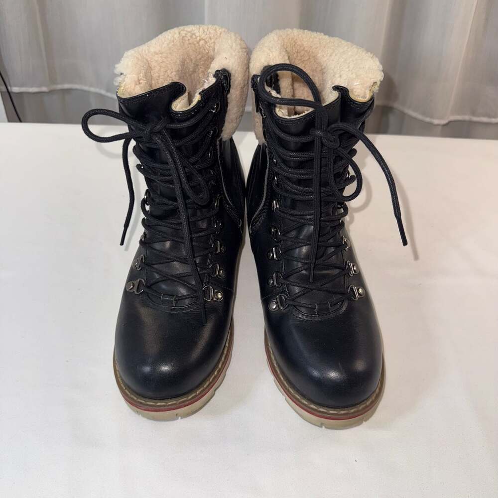Royal Canadian Letheridge Black Waterproof Leather Faux Fur Winter Boots Size 8